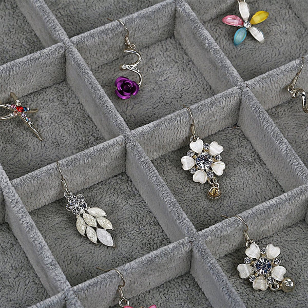 Dubkart 24 Grid Jewelry Storage Velvet Tray Case