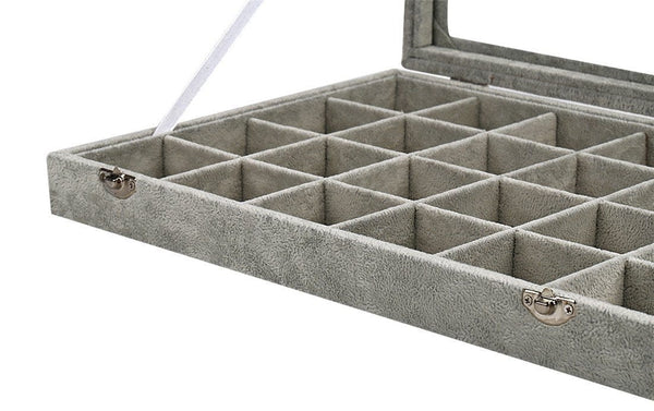 Dubkart 24 Grid Jewelry Storage Velvet Tray Case