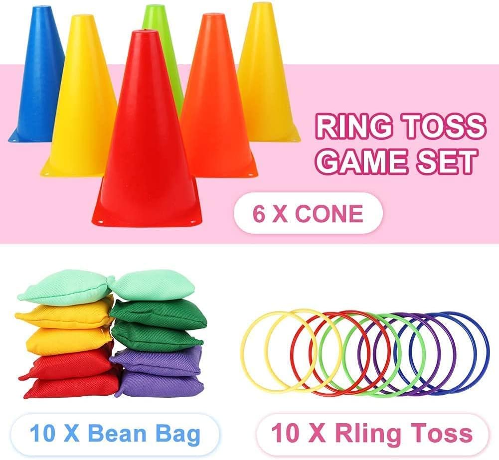 Dubkart 26 PCS Carnival Cones Bean Bags Rings Party Games Set