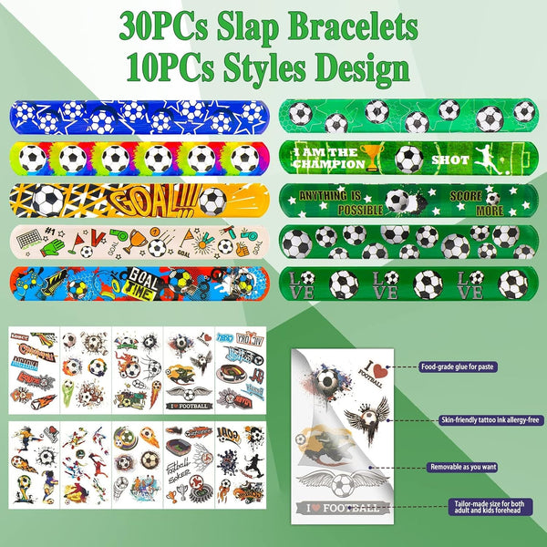 Dubkart 30 PCS Soccer Slap-Snap Bracelets for Kids