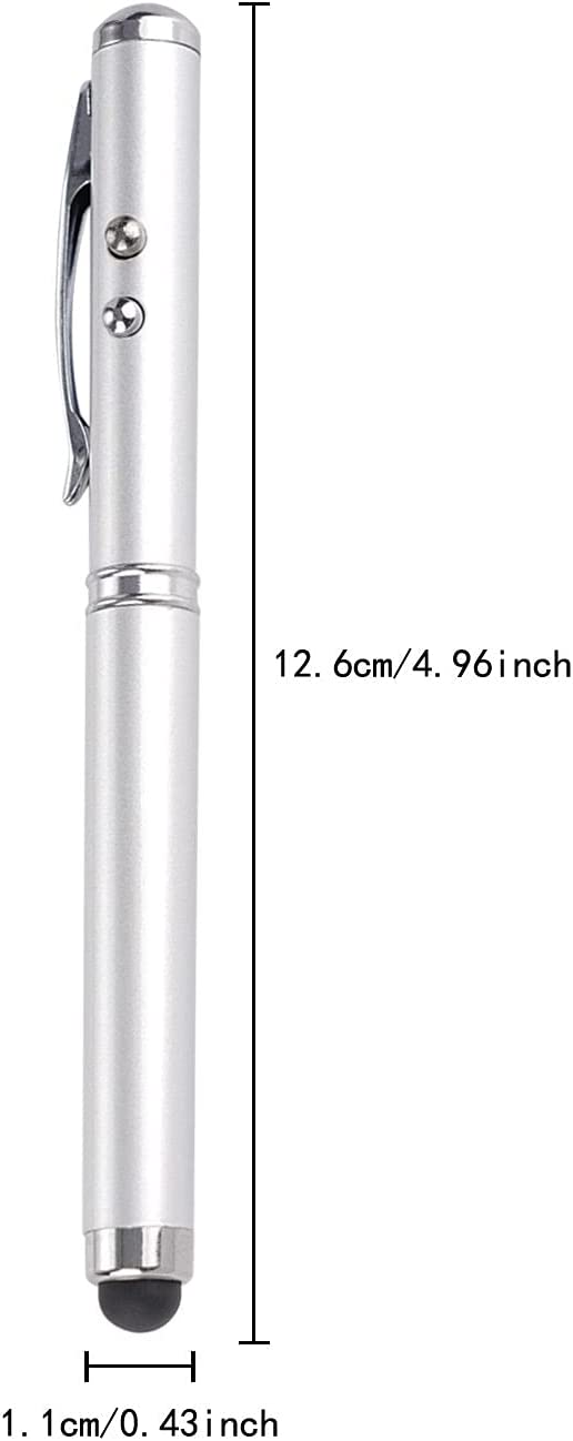 Dubkart 4in1 Presentation Laser Pointer Pen Flashlight and Stylus (Silver)