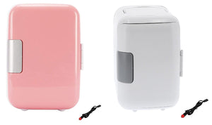 Dubkart 4L Small Mini Car Fridge (White / Pink)
