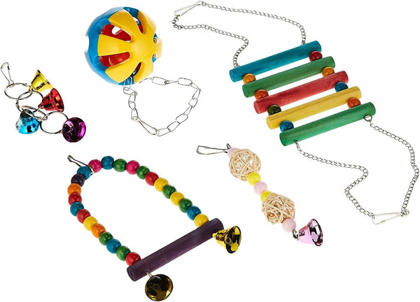 Dubkart 5 PCS Bird Parrot Pet Cage Hanging Bell Hammock Swing Toys