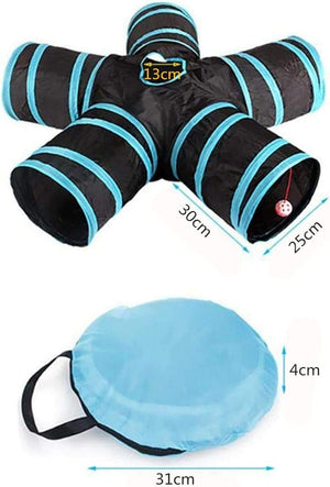 Dubkart 5 Way Cat Tunnel Toy Foldable With Bells