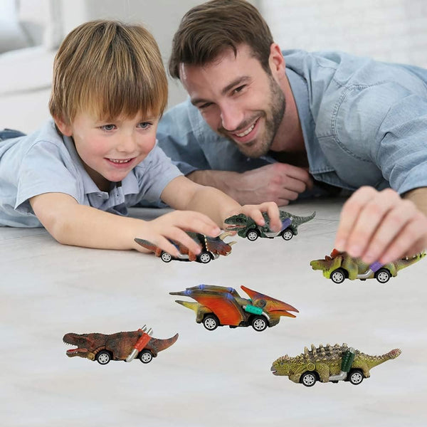 Dubkart 6 PCS Dinosaur Pull Back Race Cars Toy Set
