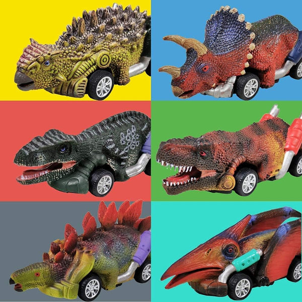 Dubkart 6 PCS Dinosaur Pull Back Race Cars Toy Set