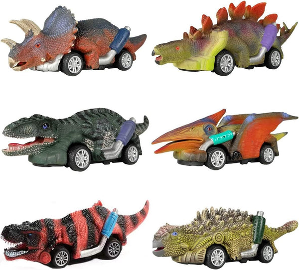 Dubkart 6 PCS Dinosaur Pull Back Race Cars Toy Set