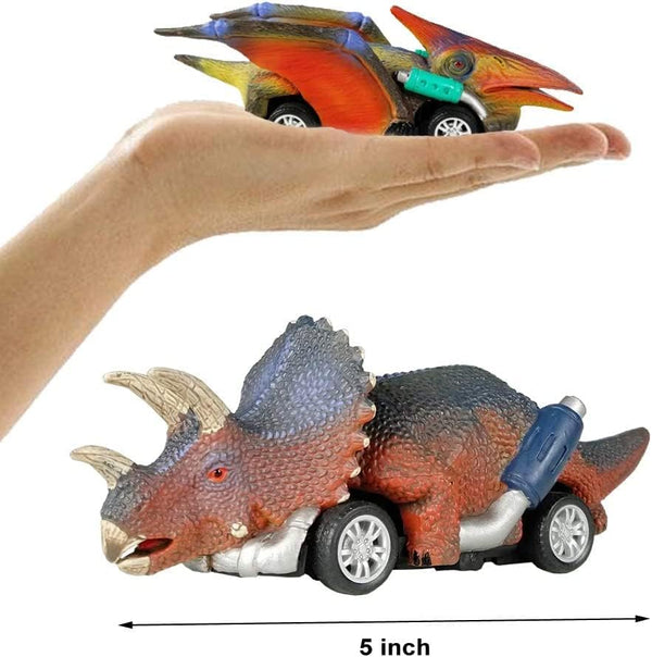 Dubkart 6 PCS Dinosaur Pull Back Race Cars Toy Set