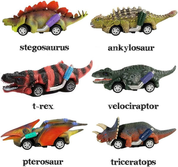 Dubkart 6 PCS Dinosaur Pull Back Race Cars Toy Set