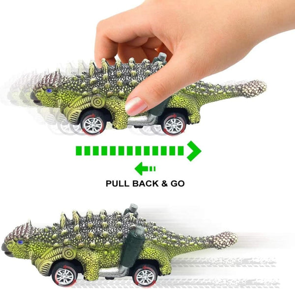 Dubkart 6 PCS Dinosaur Pull Back Race Cars Toy Set