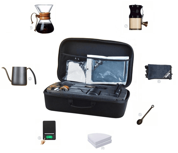 Dubkart 7 PCS Crop Chemex Coffee Maker Set Barista Kit Bag