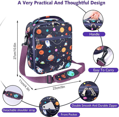 Dubkart Astro Space Insulated Kids Lunch Bag with Bottle Holder