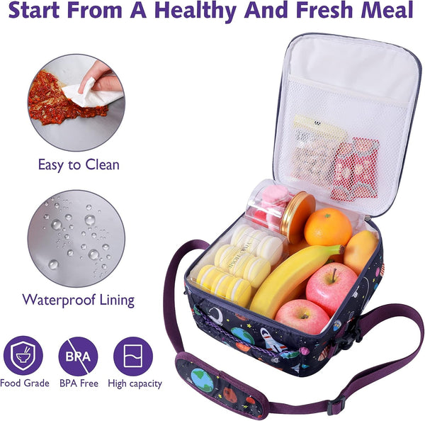 Dubkart Astro Space Insulated Kids Lunch Bag with Bottle Holder