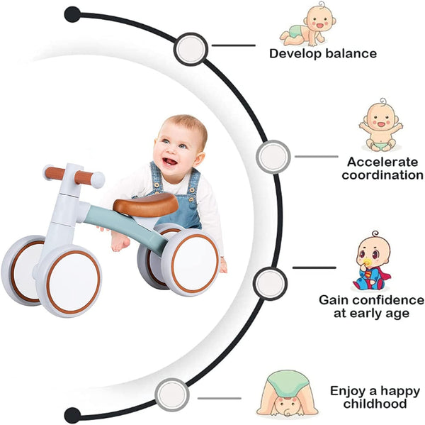 Dubkart Baby Balance Push Bike Walker 4 Wheels Toy (Blue)