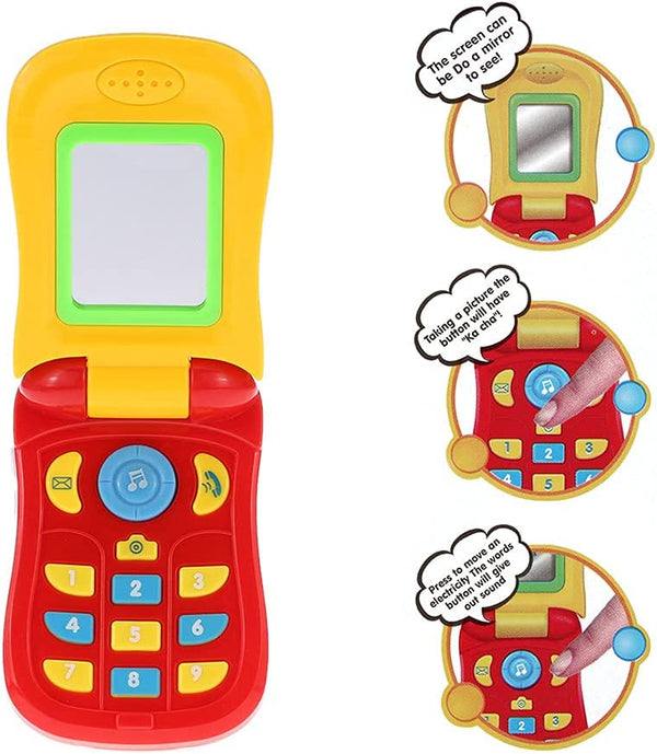 Dubkart Baby Music Flip Mobile Cellphone Toy Lights and Mirror