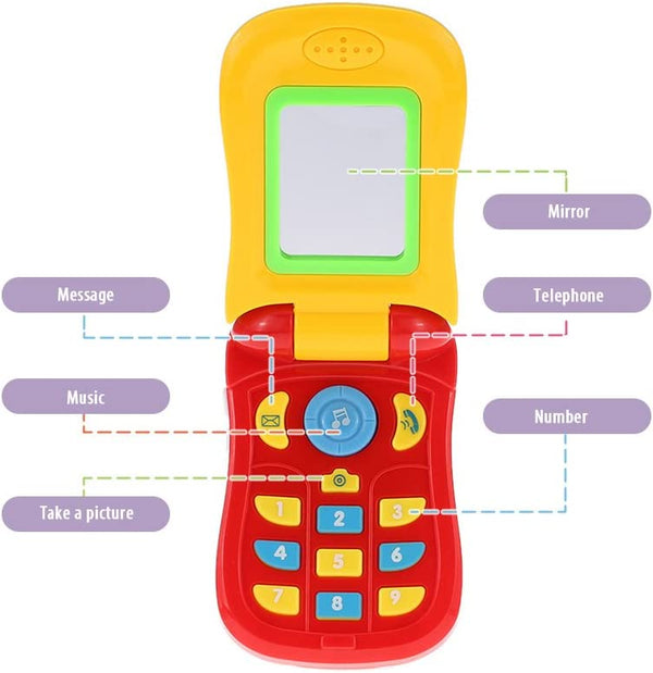 Dubkart Baby Music Flip Mobile Cellphone Toy Lights and Mirror