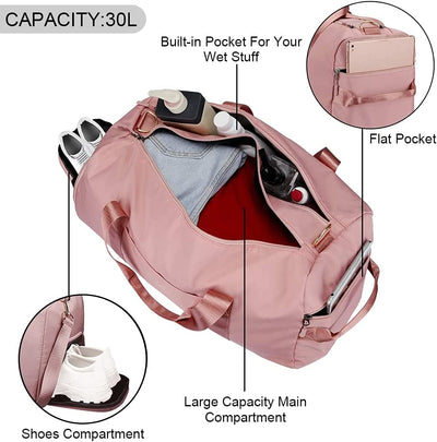 Dubkart Bags Women's Gym Sport Swim Travel Yoga Duffle Bag with Shoe Compartment