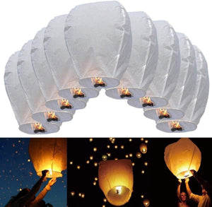 Dubkart Balloons 10 PCS Chinese Lanterns Sky-fire Balloons (White)