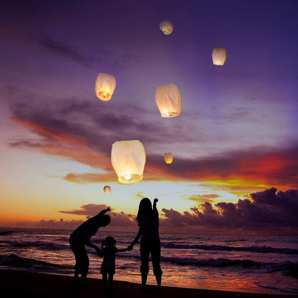 Dubkart Balloons 10 PCS Chinese Lanterns Sky-fire Balloons (White)