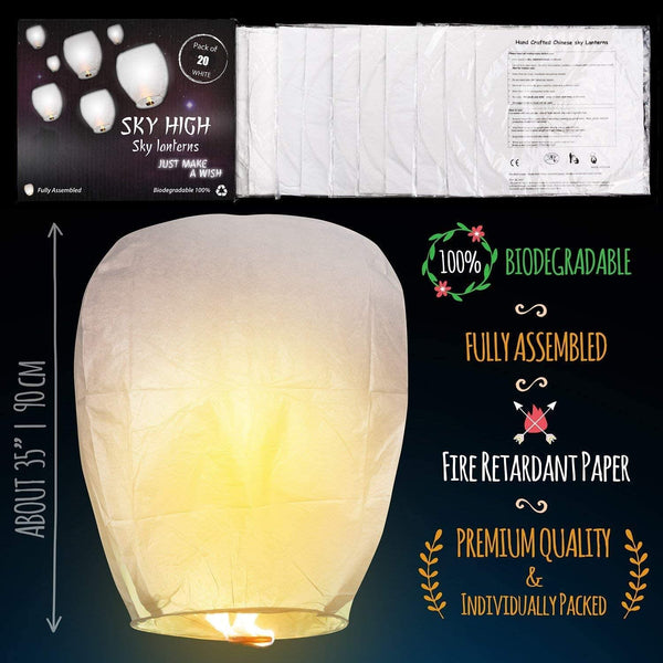 Dubkart Balloons 10 PCS Chinese Lanterns Sky-fire Balloons (White)