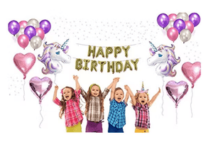 Dubkart Balloons 26 PCS Unicorn Glitter Theme Party Supplies Set