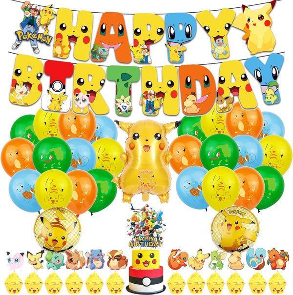 Dubkart Balloons Pikachu Pokemon Theme Birthday Party Supplies Decorations