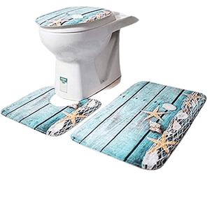 Dubkart Bathroom accessories 3 PCS Bathroom Rug Lid Toilet Cover Bath Mat Set