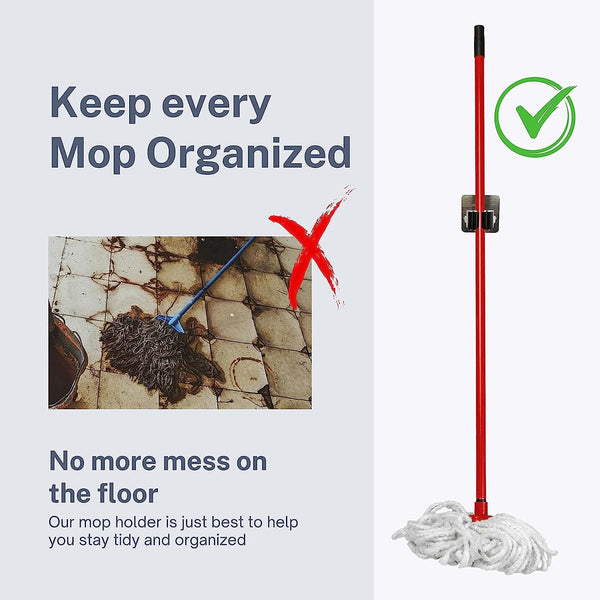 Dubkart Bathroom accessories 4 PCS Self Adhesive Broom Mop Holder