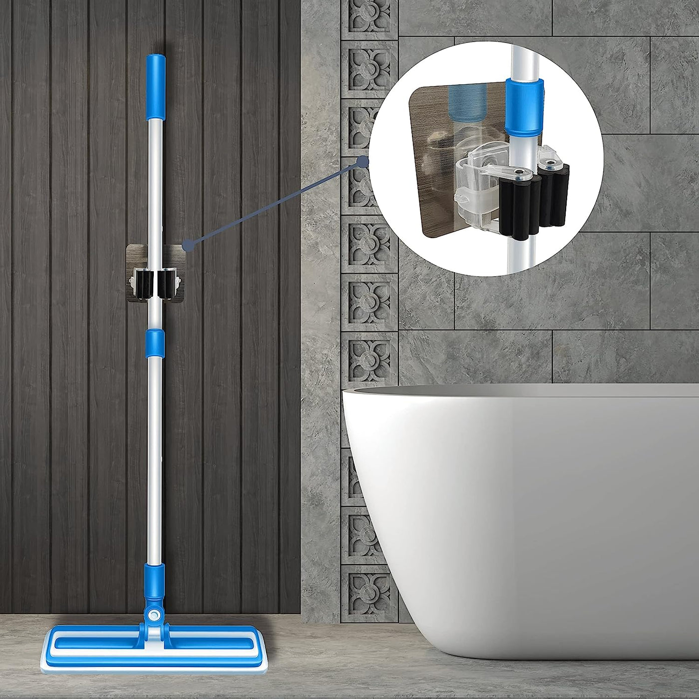 Dubkart Bathroom accessories 4 PCS Self Adhesive Broom Mop Holder