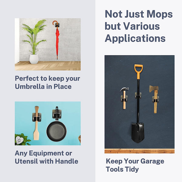 Dubkart Bathroom accessories 4 PCS Self Adhesive Broom Mop Holder