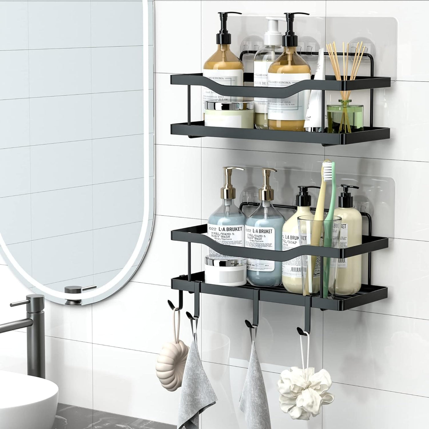 Dubkart Bathroom accessories 5-Pack Adhesive Bathroom Shower Caddy Organizer (No Drilling)