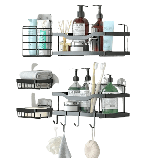 Dubkart Bathroom accessories 5-Pack Adhesive Bathroom Shower Caddy Organizer (No Drilling)