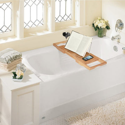 Dubkart Bathroom accessories Extendable Bamboo Bathtub Tray Table Caddy