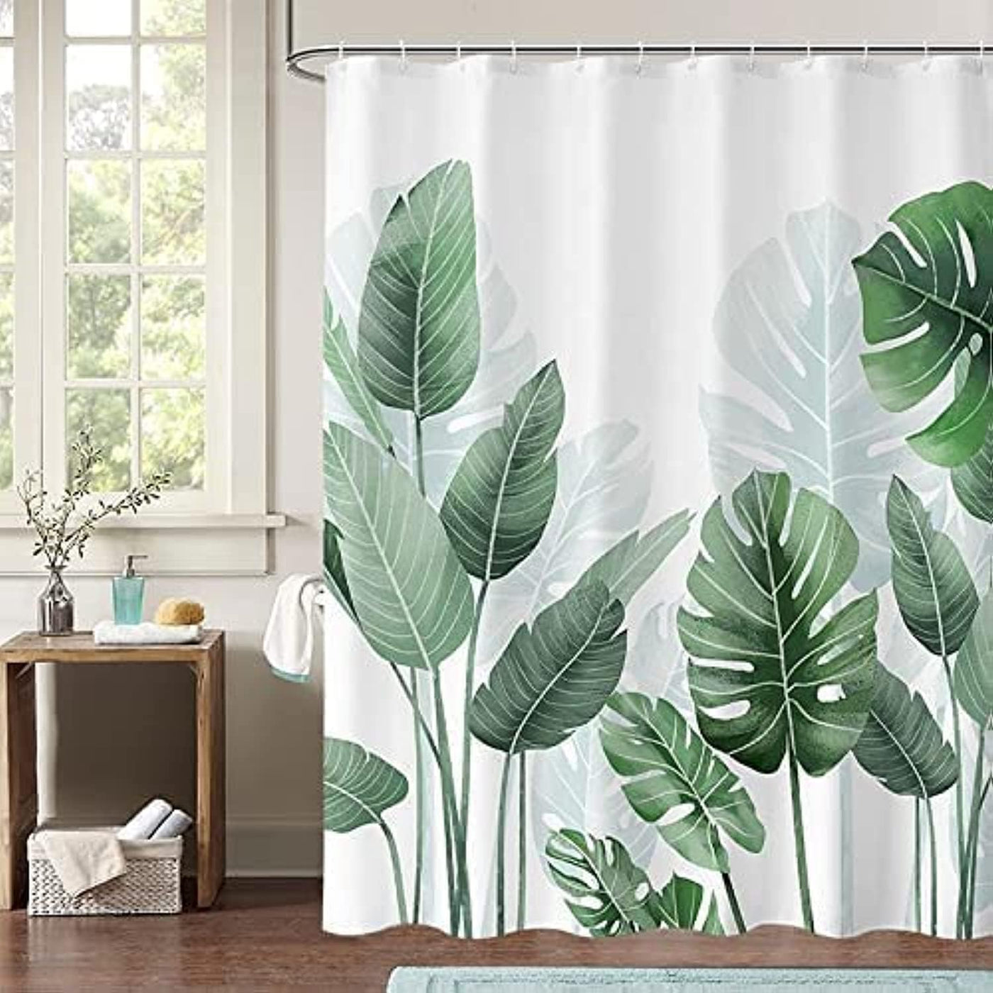 Dubkart Bathroom accessories Green Leaves Shower Curtain 180x200cm