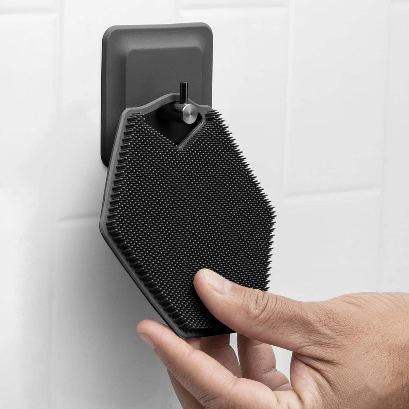 Dubkart Bathroom accessories Silicone Body Exfoliator Scrubber Loofa Pad & Storage Hook Set