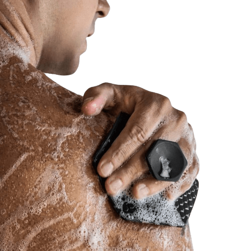 Dubkart Bathroom accessories Silicone Body Exfoliator Scrubber Loofa Pad & Storage Hook Set