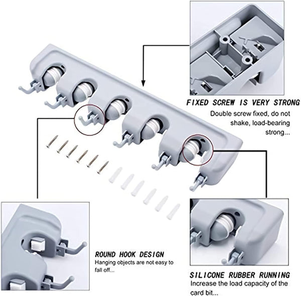 Dubkart Bathroom accessories T56 Wall Mounted Mop And Broom Hanger