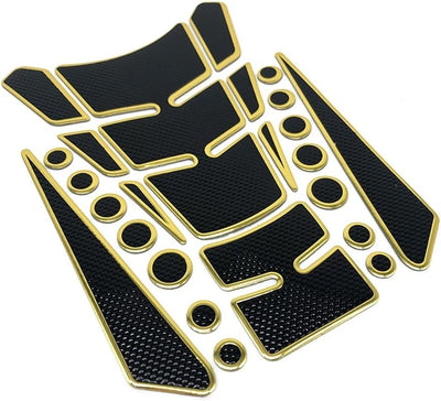 DubKart Black Gold Motorcycle Bike Fuel Tank Pad Sticker 3D Decal