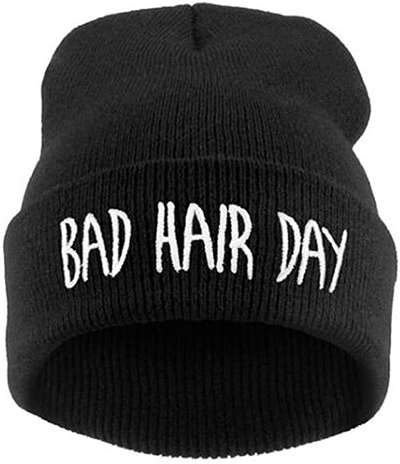 Dubkart Caps Unisex Bobble Knit Black Bad Hair Day Beanie Hat Cap
