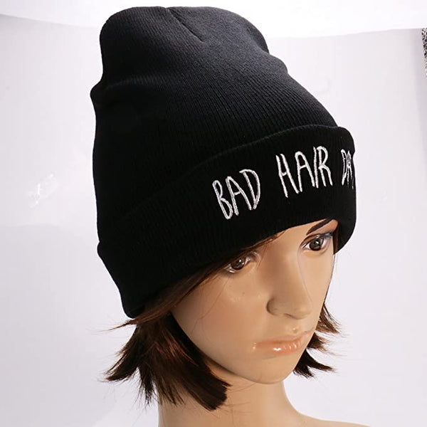 Dubkart Caps Unisex Bobble Knit Black Bad Hair Day Beanie Hat Cap