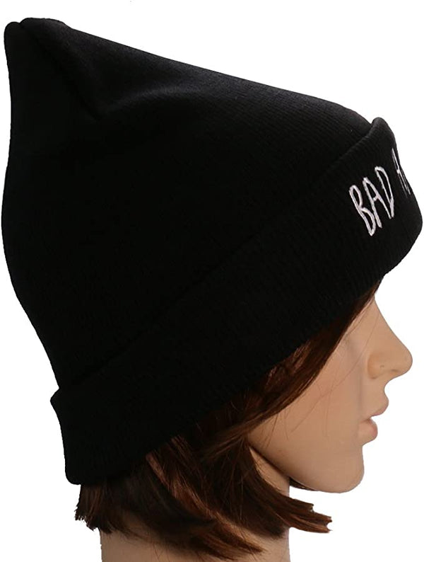 Dubkart Caps Unisex Bobble Knit Black Bad Hair Day Beanie Hat Cap