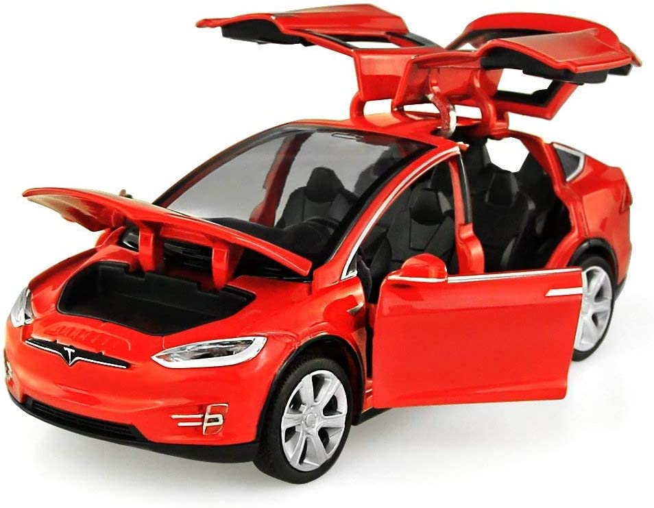 Tesla Diecast Model X Toy Car with Sound & Light (Red / Black) DubKart