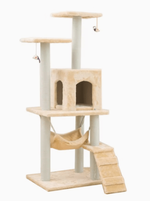 Dubkart Cat Tree Cat Tower Condo Activity Tree with Hammock 4.1ft (Beige Grey)
