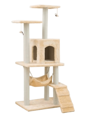 Dubkart Cat Tree Cat Tower Condo Activity Tree with Hammock 4.1ft (Beige Grey)