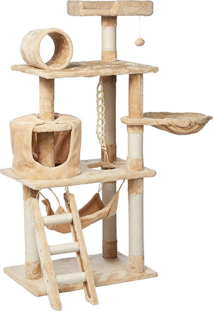 Dubkart Cat Tree Cat Tower Condo Activity Tree with Hammock 5ft (Beige)