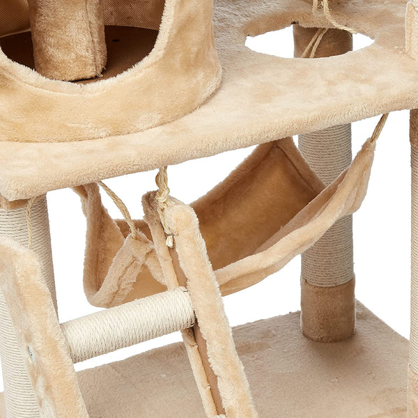 Dubkart Cat Tree Cat Tower Condo Activity Tree with Hammock 5ft (Beige)