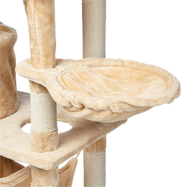 Dubkart Cat Tree Cat Tower Condo Activity Tree with Hammock 5ft (Beige)