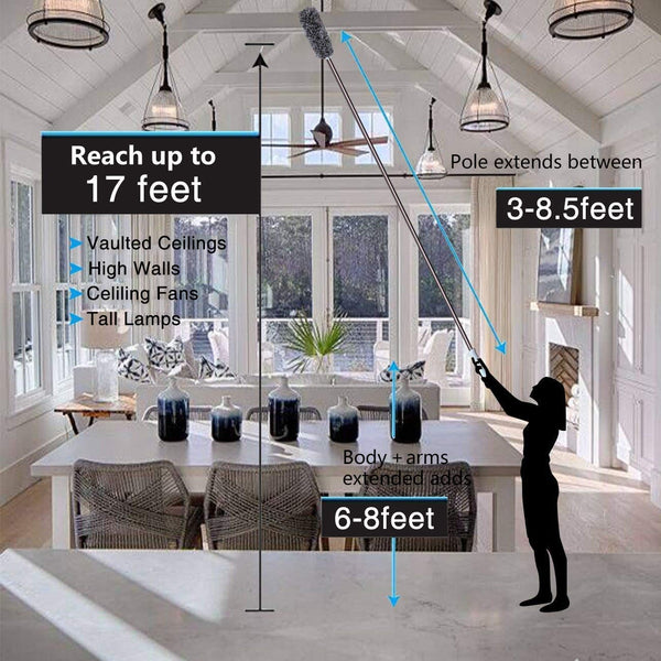 Dubkart Cleaning Extra Long Telescopic Feather Duster for CLeaning