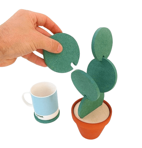 Dubkart Coasters DIY Cactus Potted Coasters with Holder