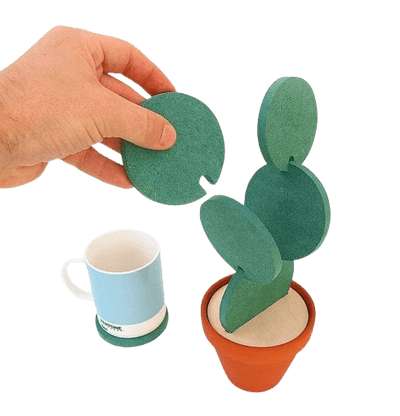 Dubkart Coasters DIY Cactus Potted Coasters with Holder